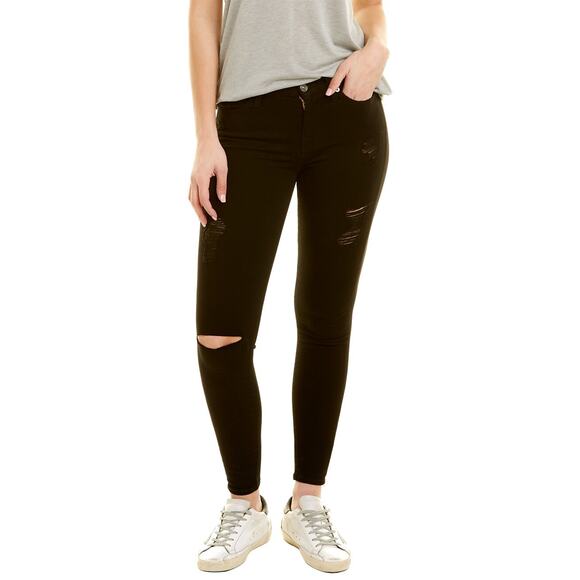 NWT 7 For All Mankind bair Distressed Black The Ankle Skinny Jeans Sz 25 - Picture 2 of 7
